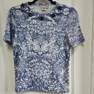 ASOS Blue and White Patterned Blouse